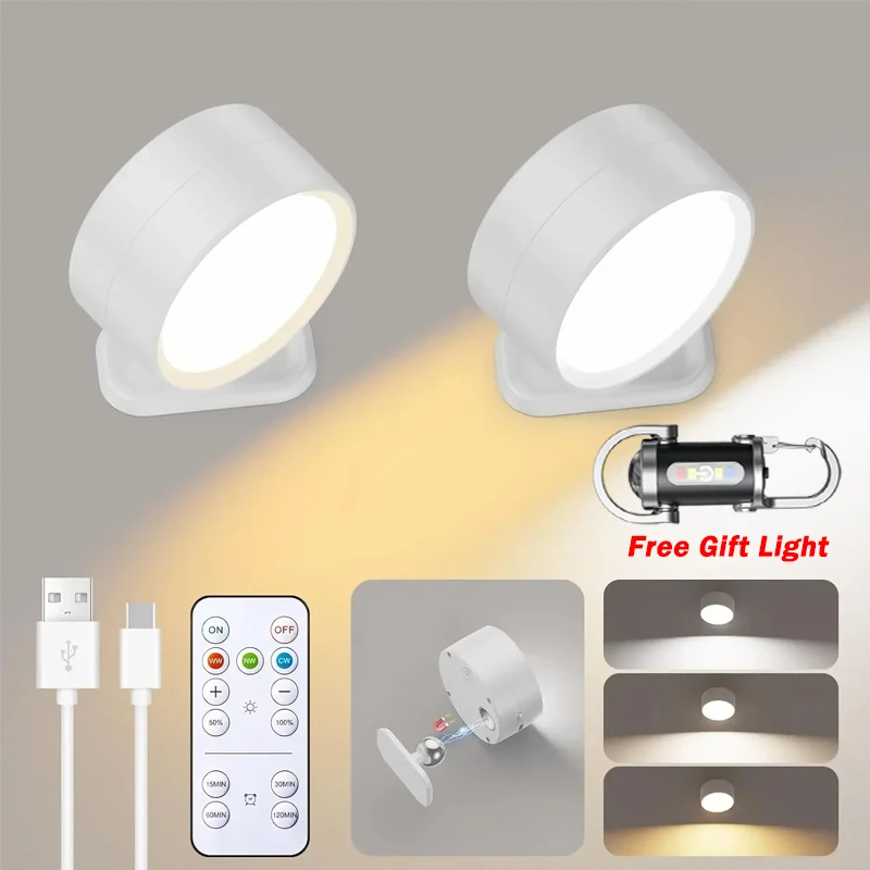 

LED Wall Sconces light, 3 Brightness Levels 3 Color Modes Wall Lights Battery Operated 360° Rotatable Touch Control Wall lamp