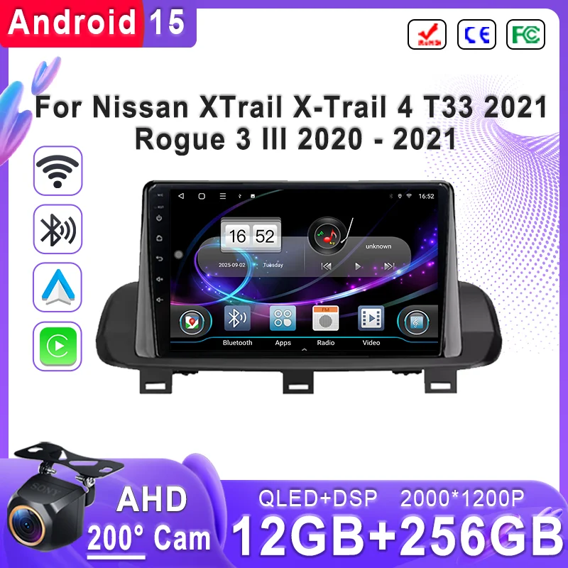 

Автомобиль Android 15 для Nissan X-Trail XTrail X-Trail 4 T33 2021 Rogue 3 III 2020-2021 Высокопроизводительный головной блок процессора с сенсорным экраном