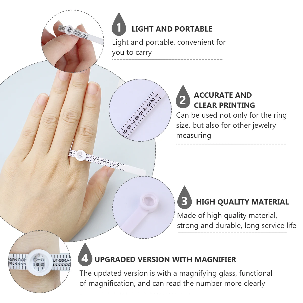 

1 pc Ring Gauge Jewelry Sizer Plastic Measure Tool For Accurate Size Lightweight Durable Wedding Birthday Party Gift Ring Size