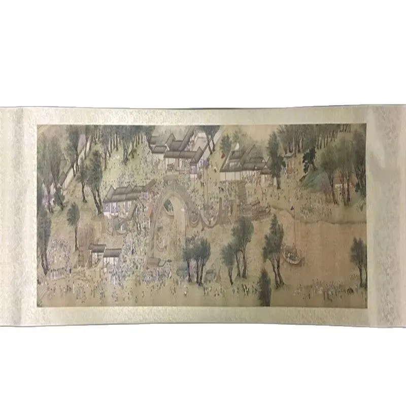 

Chinese Old long Scroll Painting， Riverside Scene at Qingming Festival Picture