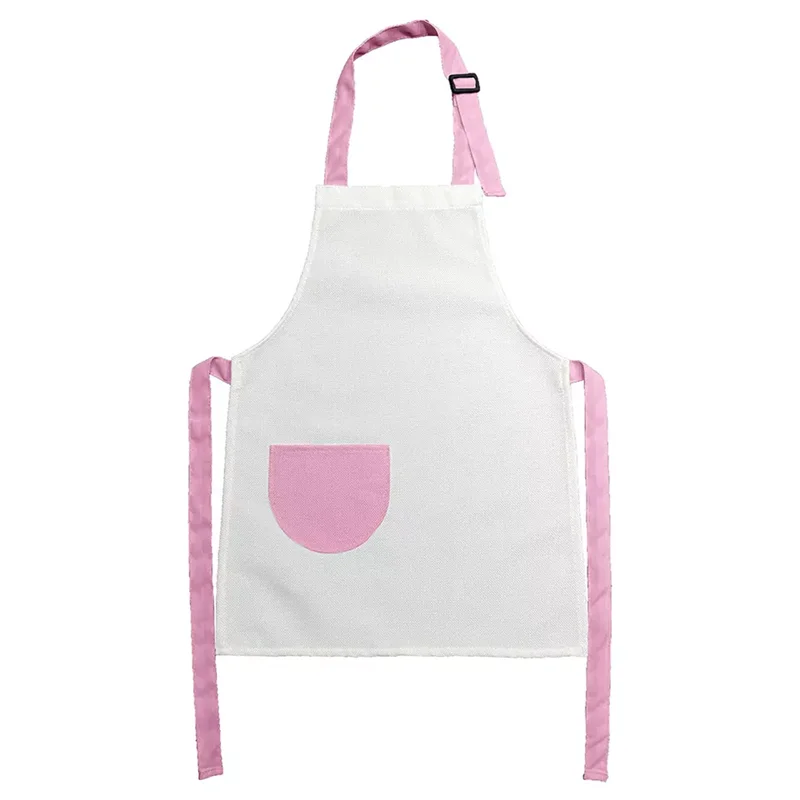 Sublimation Blank Apron Cooking Kitchen Dining Christmas With Colorful Pocket Adjustable Adult Children Linen Soft Fabric