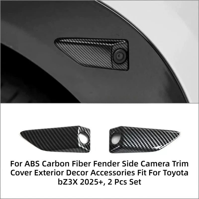 For ABS Carbon Fiber Fender Side Camera Trim Cover Exterior Decor Accessories Fit For Toyota bZ3X 2025+, 2 Pcs Set