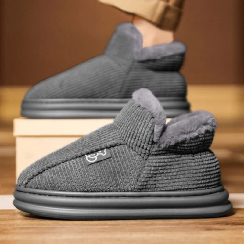 

Men's Winter 2025 High Top Fleece Lined Snow Boots Outdoor Thick Sole Couple Slippers Cozy Thickened Winter Footwear for Men