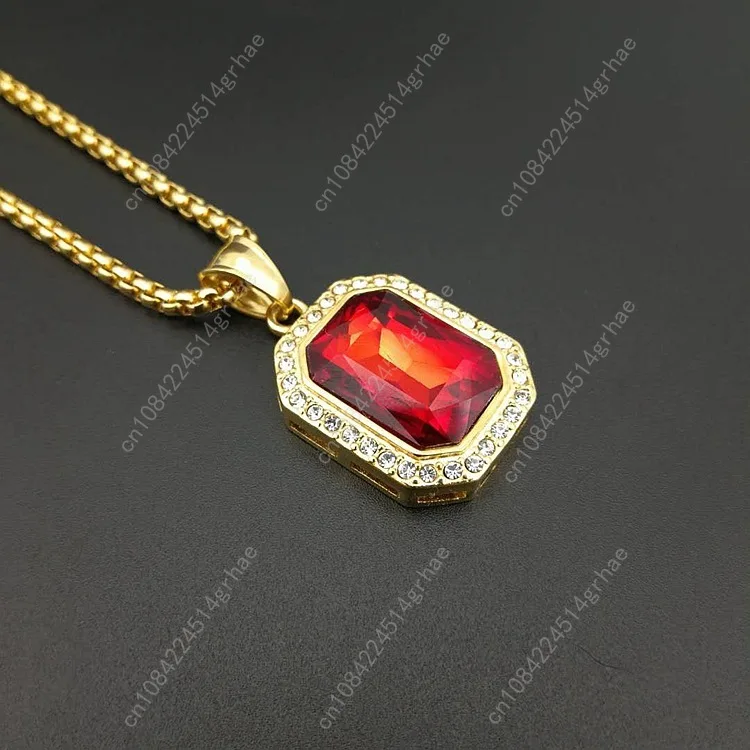 Colgante de acero inoxidable de Hip hop, collar de diamantes de imitación de color dorado, envío directo
