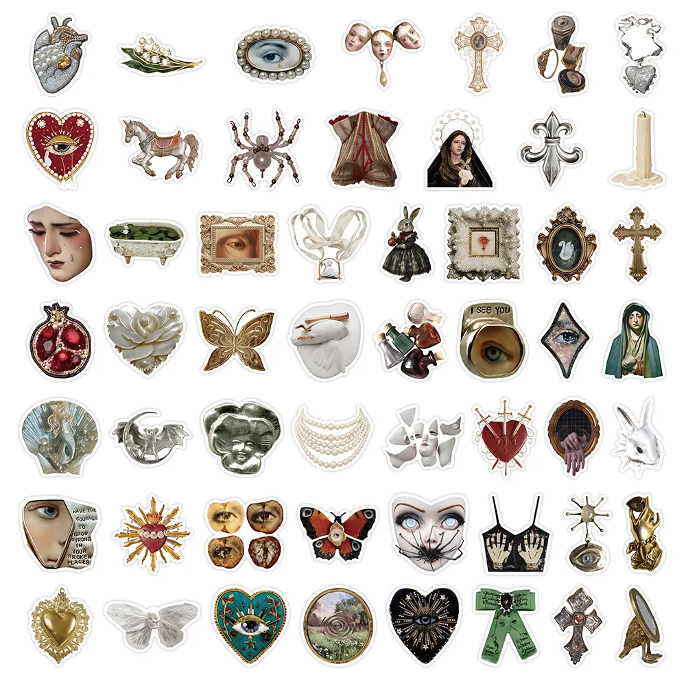 10/54PCS Retro Aesthetics Graffiti Stickers Cartoon Grotesque Fashion DIY Toys for Bottle Scrapbook Travel Bag Aesthetic Decals