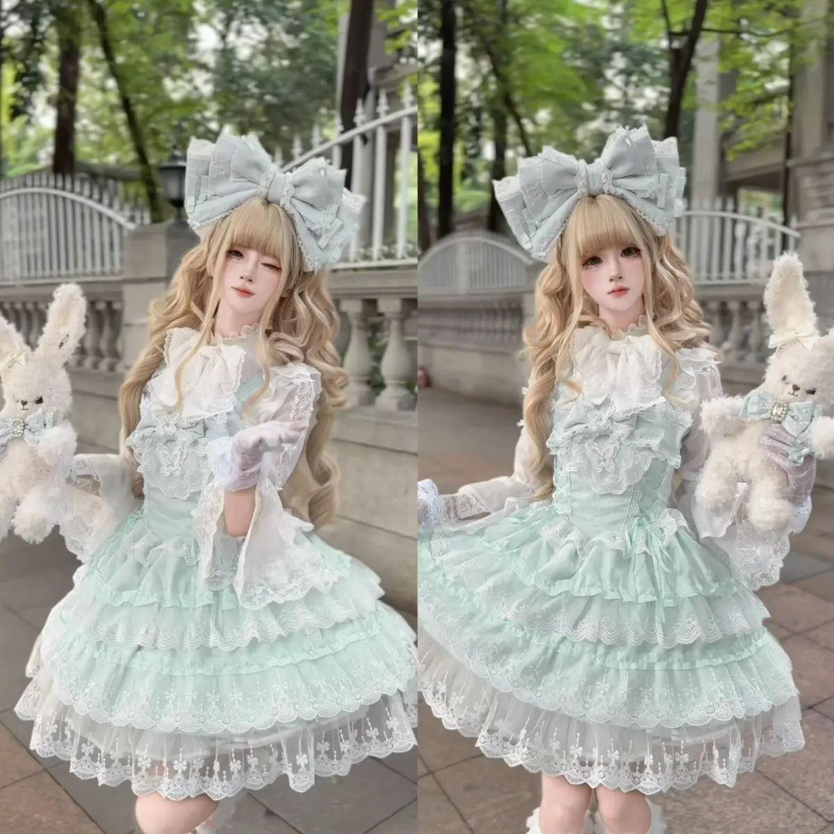 robe-lolita-jsk-de-style-ballet-robe-douce-pour-femmes-dentelle-nœud-vert-menthe-rose-bleu-diverses-couleurs-robe-a-volants-kawaii