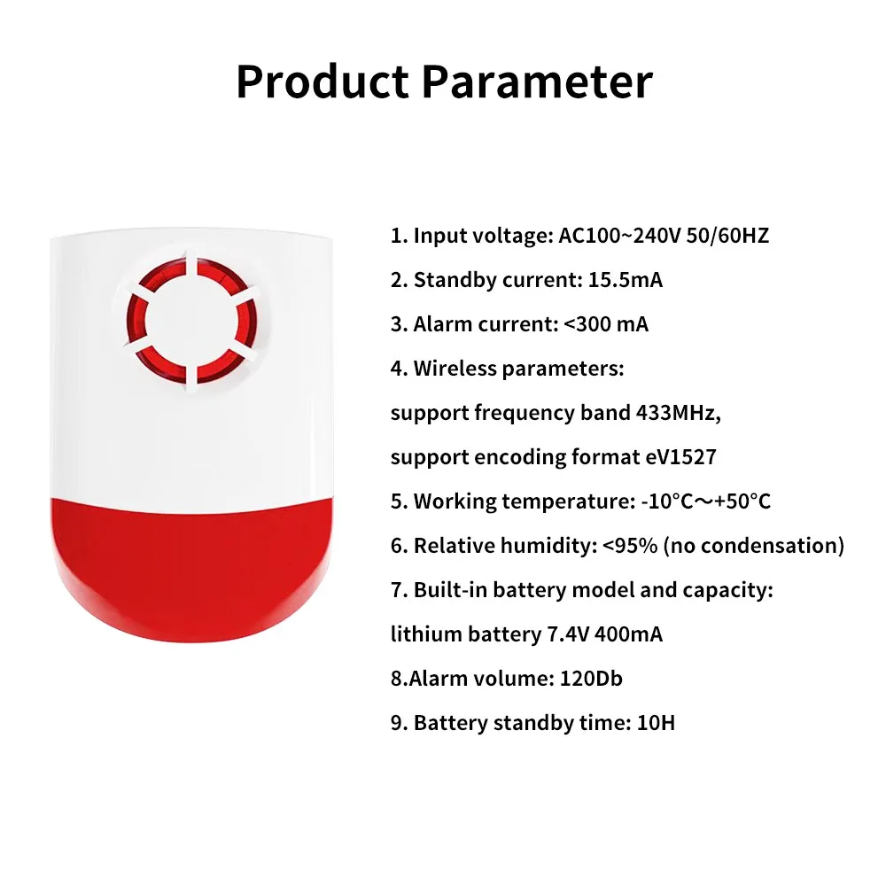 CPVAN Wireless Outdoor Siren Waterproof Alarm 120db High Decibel For Smart Home Security Alarm System