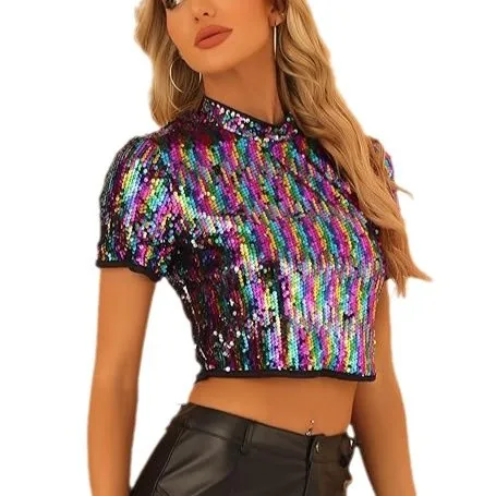 قمة الموضة النسائية الجديدة لربيع 2025 مع ملابس ترتر، نمط قصير يعرض السرة #5