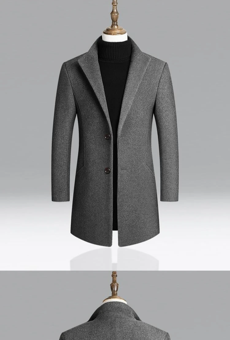 2025 خريف شتاء جديد الرجال منتصف طول الصوف خندق معطف الأعمال عادية سليم صالح خيارات متعددة الألوان نمط مزاجه