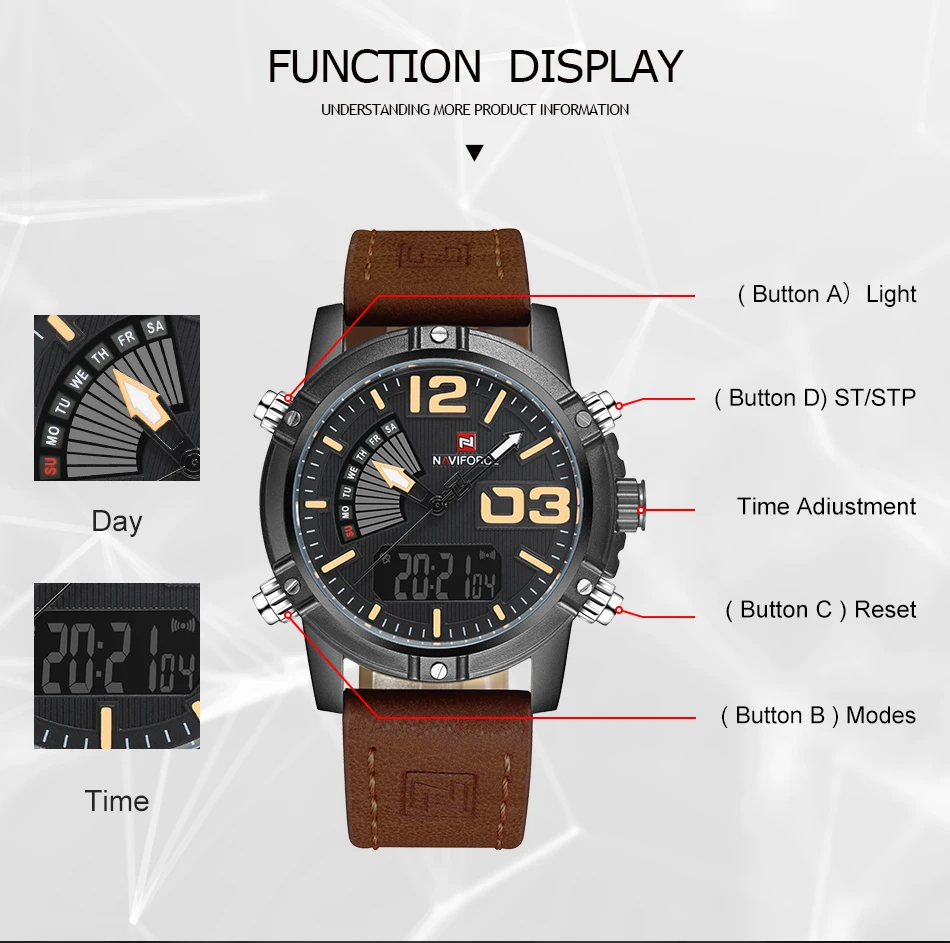 2022 NAVIFORCE Men\'s Fashion Sport Watches Men Quartz Analog Date Clock Man Leather Military Waterproof Watch Relogio Masculino