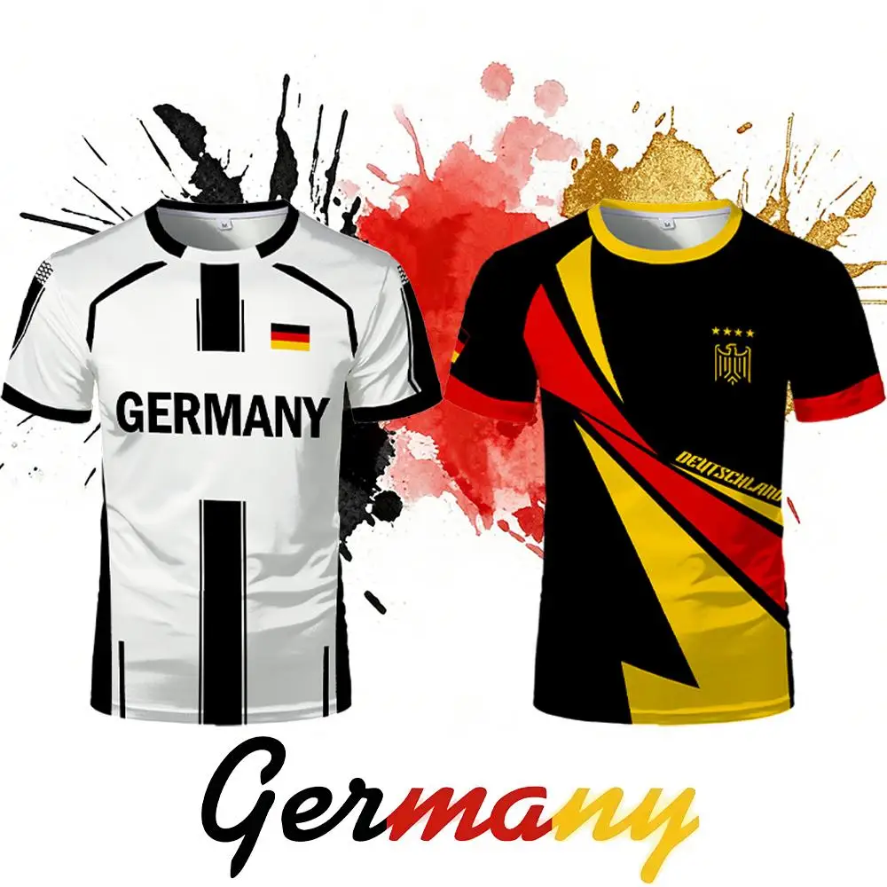 

New German Flag 3D Print T-Shirt 2026 Summer Outdoor Sports Breathable Quick-Drying Jersey Men's Women's Soccer Training Apparel