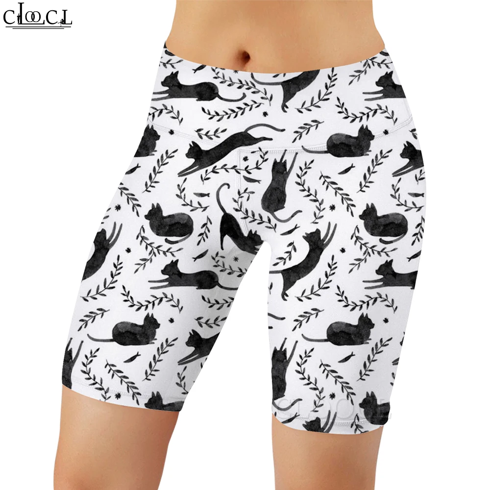 CLOOCL Fashion Women Legging Shorts Black Cats Pattern 3D Printed Casual Leggings Gym Training Sports Push-up Sexy Shorts