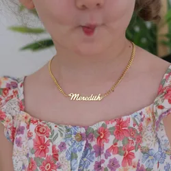 Collar personalizado de acero inoxidable para niña, joyería de Color dorado con nombre de hija, regalo de cumpleaños