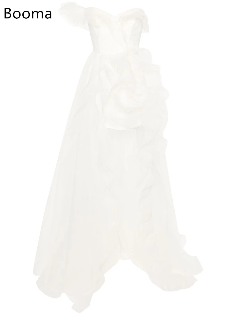 Booma a-line فساتين زفاف أنيقة بكتف واحد مطوي على شكل زهرة بدون أكمام فستان عرائس بسيط مصنوع حسب الطلب 2025
