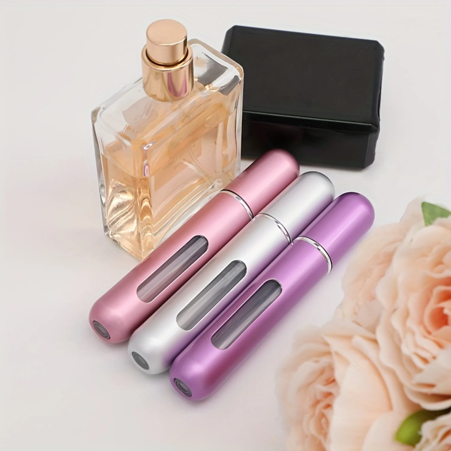 8ML self-priming spray perfume bottle at the bottom of the , aluminum perfume bottle at the bottom, pressing direct filling perf