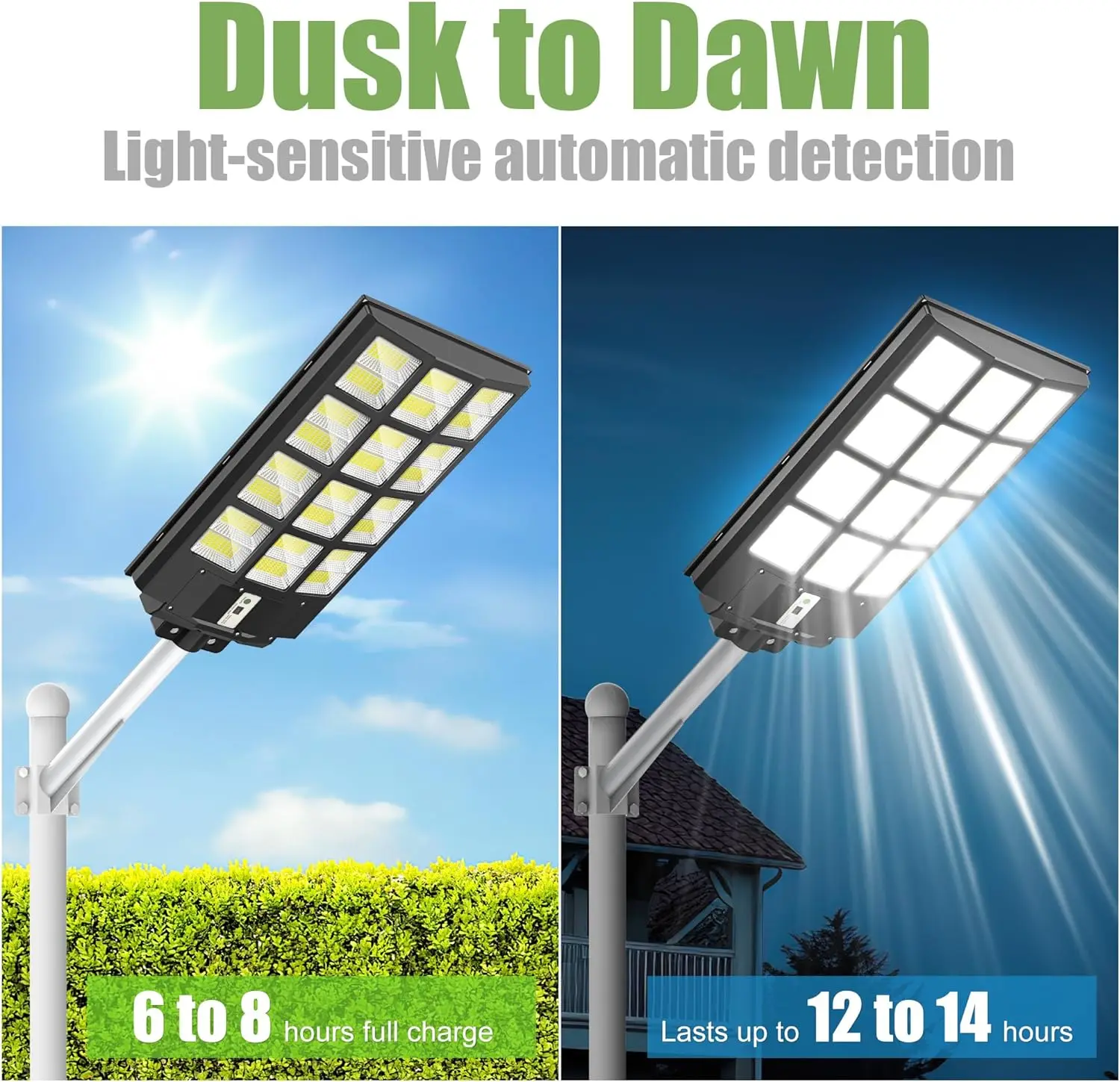 Solar Street Lights Outdoor Flood Lights with Motion Sensor Waterproof IP66 Dusk to Dawn Solar Lights for Garden Yard  Path