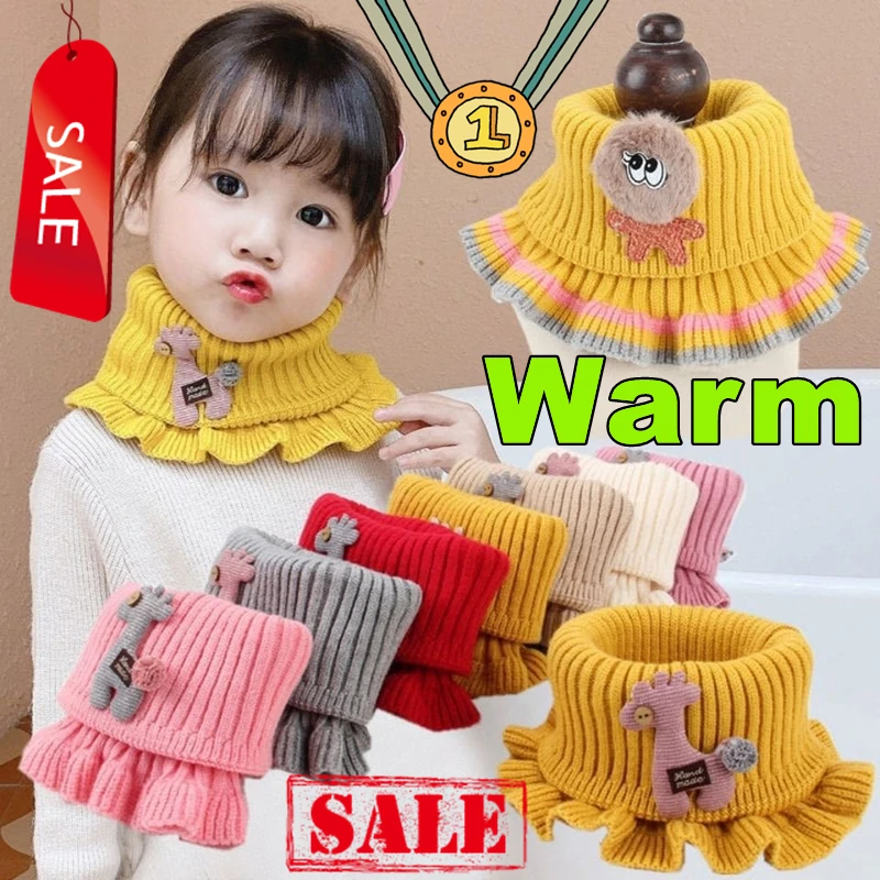 New Baby Cartoon Knit Scarfs Knitted Scarf Wool Outdoor Scarves Warm Scarves Multiple Olors Ruffle Neck Kids High Quality Gifts