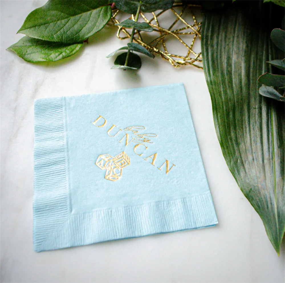 50PCS Hello Thirty White w/Metallic Gold Foil Cocktail Beverage Napkins 3 Ply Happy Birthday 30th Hello Thirty Metallic Gold F