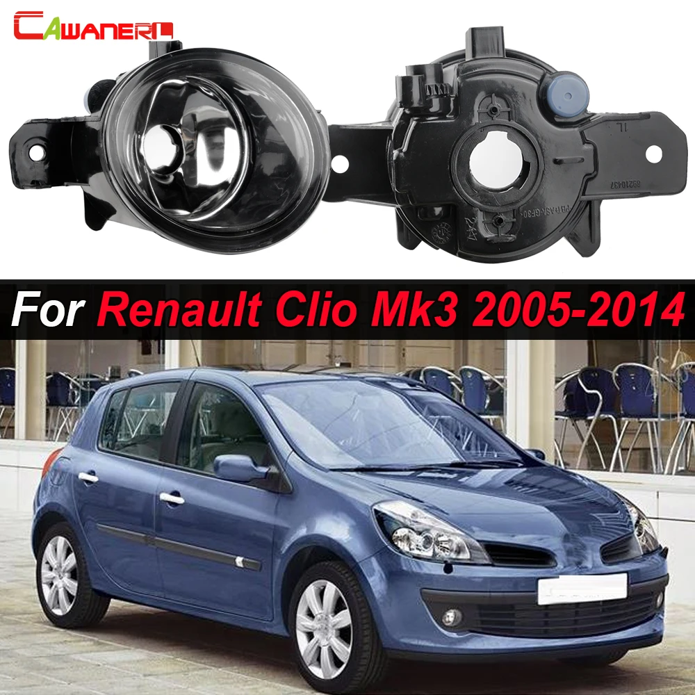 2 Pcs Car Driver + Passenger Fog Light Lampshade with H11 LED Halogen Lamp Styling For Renault Clio Mk3 2005-2014 (Not Fit Mk4)