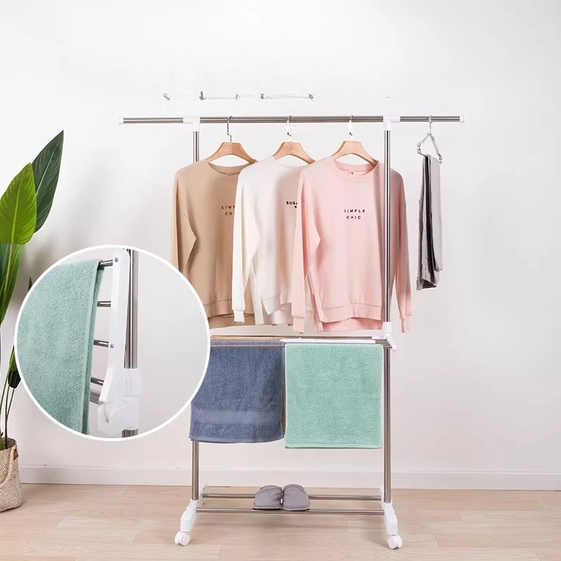 Picture 3: Large Capacity Folding Drying Rack, Stainless Steel Telescoping Towel & Clothing Rack for Home Bathroom Bedroom