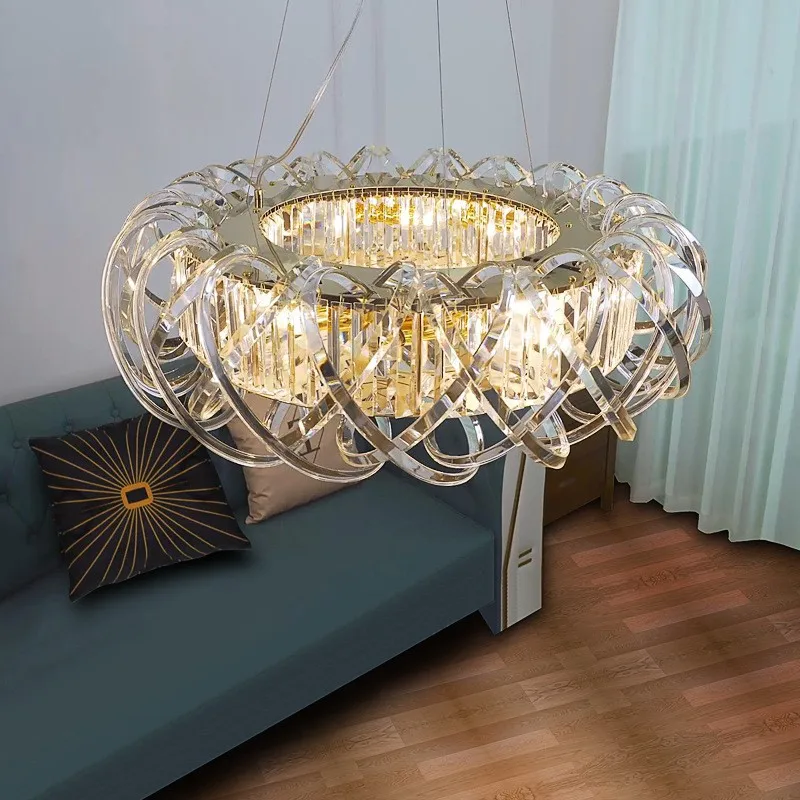 

American glass acrylic dining room chandelier with gold lustre dimmable Suitable for bar decoration, LED lighting luminaire