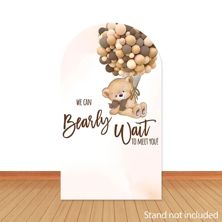 

Mehofond Custom 2-Sided We Can Bearly Wait to Meet You Bear Balloon Baby Shower Party Cover Chiara Arch Background Decor Backdro