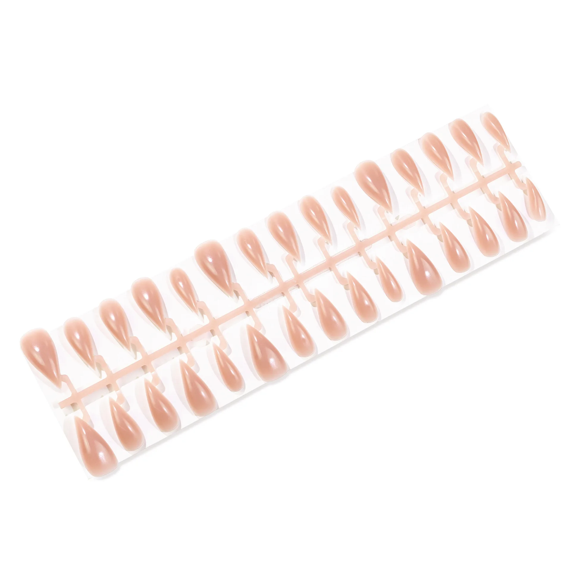 30pcs Nude Gradient French Press On Nails Natural Glossy Reusable Fake Nail Long Point Full Coverage Nail Tips for Women&Girl 5