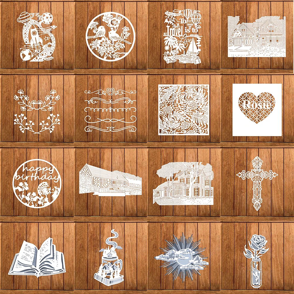 

Village with Tree Metal Cutting Dies Bird Flower Round Square Frame Dies Stacked Gadgetry Lace Edge Ornament Mixed Diecut 2023