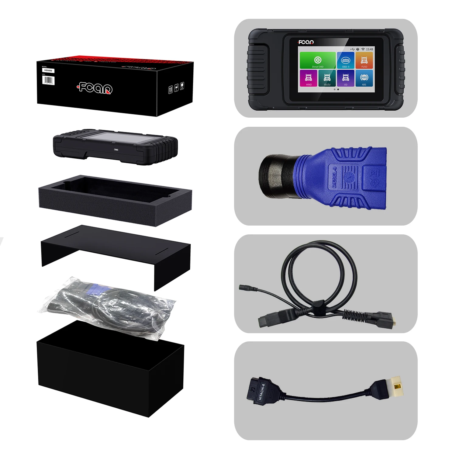 Fcar HDS 710 قارئ الرمز التلقائي الماسح الضوئي وظائف Obd2 الكاملة لمركبات الديزل الآسيوية النسخة الروسية أفضل بيع أداة التشخيص