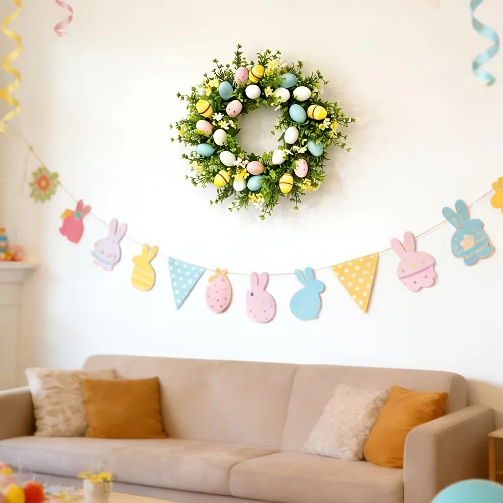 

Пластиковый пасхальный венок 50 см для украшения дома, входной двери, окна, стены, для праздничного декора внутри и снаружи помещений
