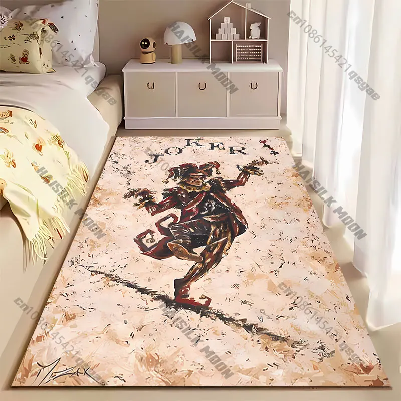 Playful jester holding card carpet Yoga living room room decor children's crawling mat doormat area rug games mat