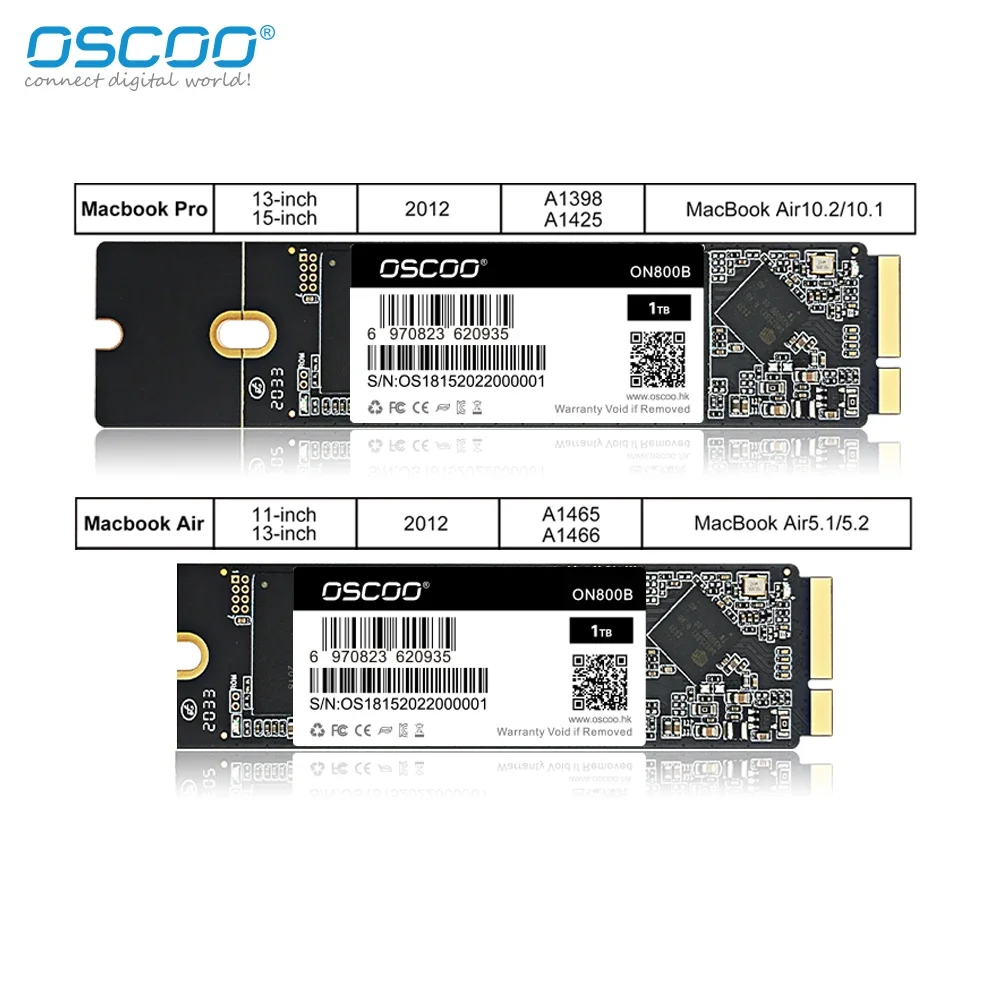 OSCOO SSD لماك بوك اير A1465 A1466 2012 EMC2258 2259 ماك بوك برو A1398 A1425 الأصلي 1 تيرا بايت محركات الأقراص الصلبة ترقية السعة