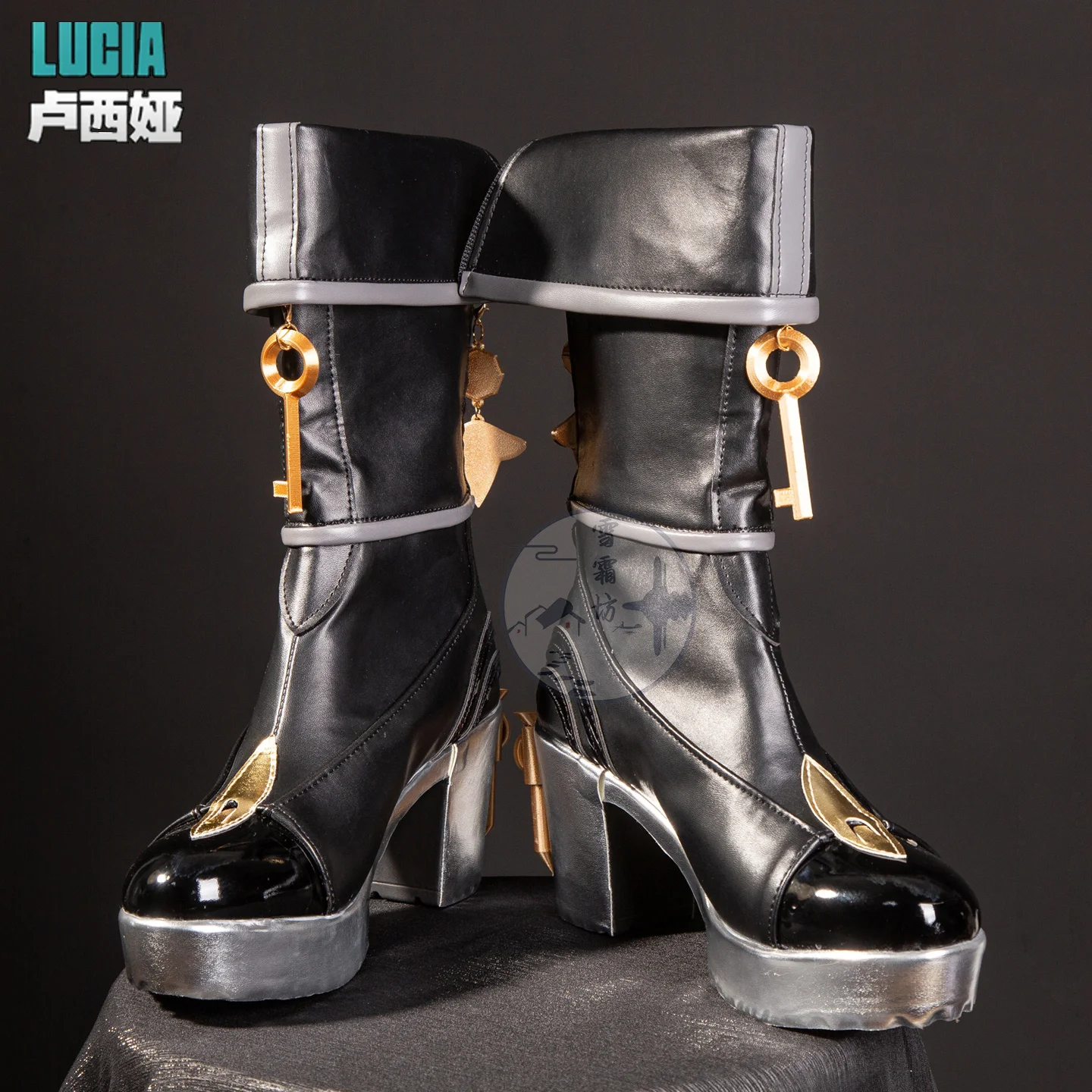 ゼンレスゾーンゼロ ルシア・エロウェン コスプレ靴 黒ブーツ 3D アクセサリー カスタマイズされた女性ハロウィンパーティーカーニバルロールプレイ靴