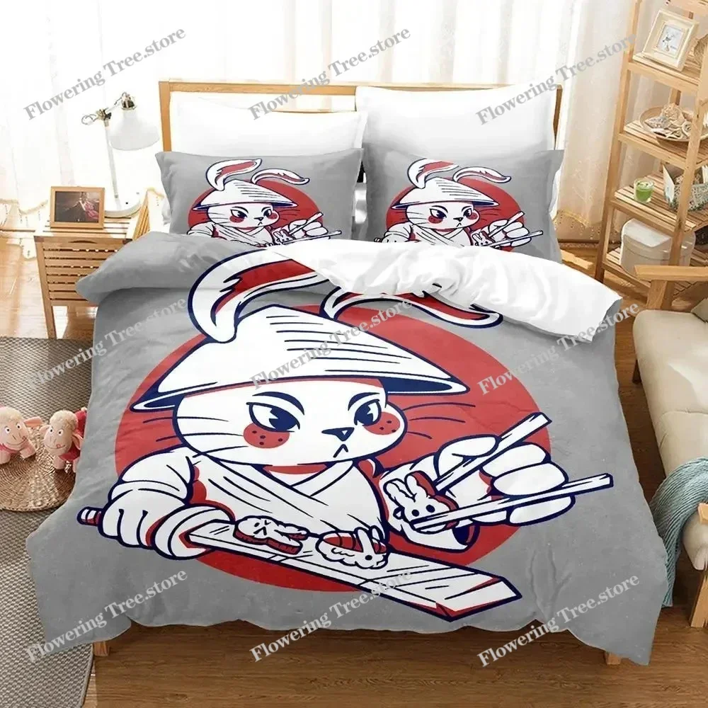 

Samurai Rabbit Usagi Chronicles Bedding Set Duvet Cover Bed Set Quilt Cover Pillowcase Comforter king Queen Size Boys Adult