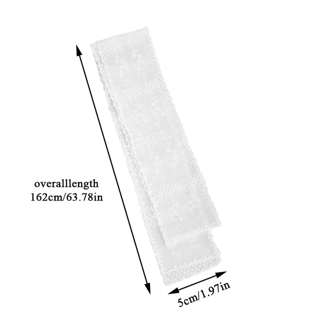 Embroidery Ribbon Soft Hair Strap Flower White Bow Headband Elegant Hair Rope Multifunctional Hair Scarf Lace Long Strip Scarf