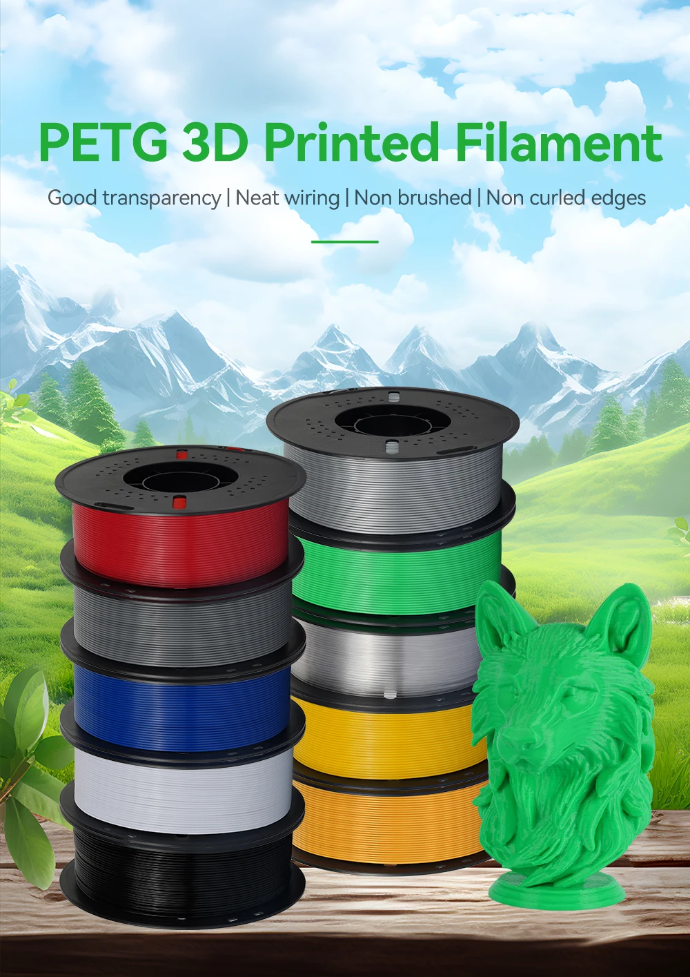 KingRoon 5KG 10KG PLA PETG Filament 1.75mm 3D Printer Plastic No Bubble Spool 3D Printing Materials for 3D Printers S660dfd40c40a458d9a144c0608bca86ae