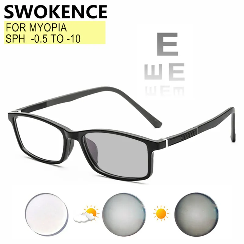 

Corrective Glasses For Myopia Men Women Rectangle TR90 Frame Blue Light Blocking Or Photochromic Lenses Prescription Custom F600