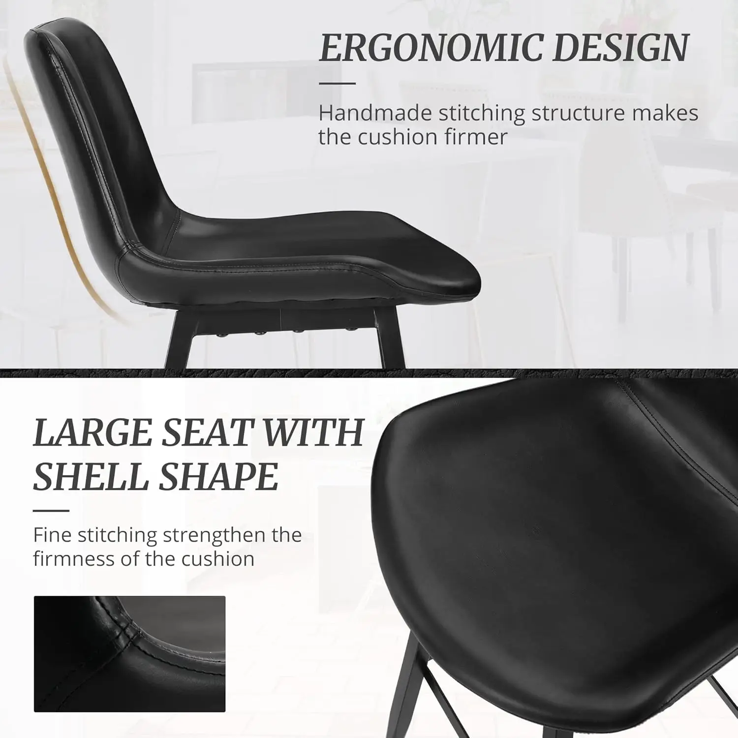 Juego de 3 taburetes de bar modernos de 24 pulgadas, taburetes de bar con respaldo y reposapiés, taburetes de bar de piel sintética para restaurante de isla de cocina