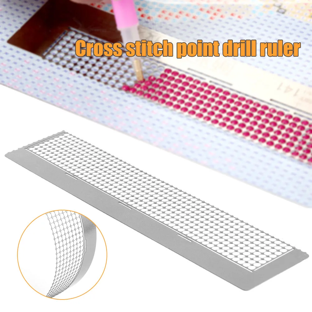 Ferramentas De Pintura Diamante DIY, Metal Point Drill Net Ruler, Régua De Desenho De Bordado