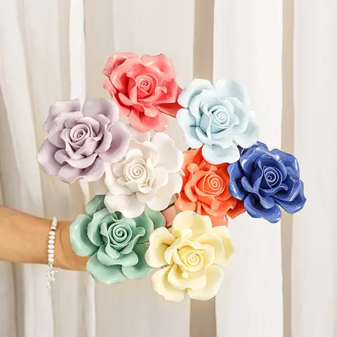 कृत्रिम फूल सिरेमिक हस्तनिर्मित नकली फूल कला पुष्प घर सजावट शादी पार्टी सहारा उत्सव अवसर वेलेंटाइन दिवस सहारा 12 best sales चीनी मिट्टी के फूल - №6