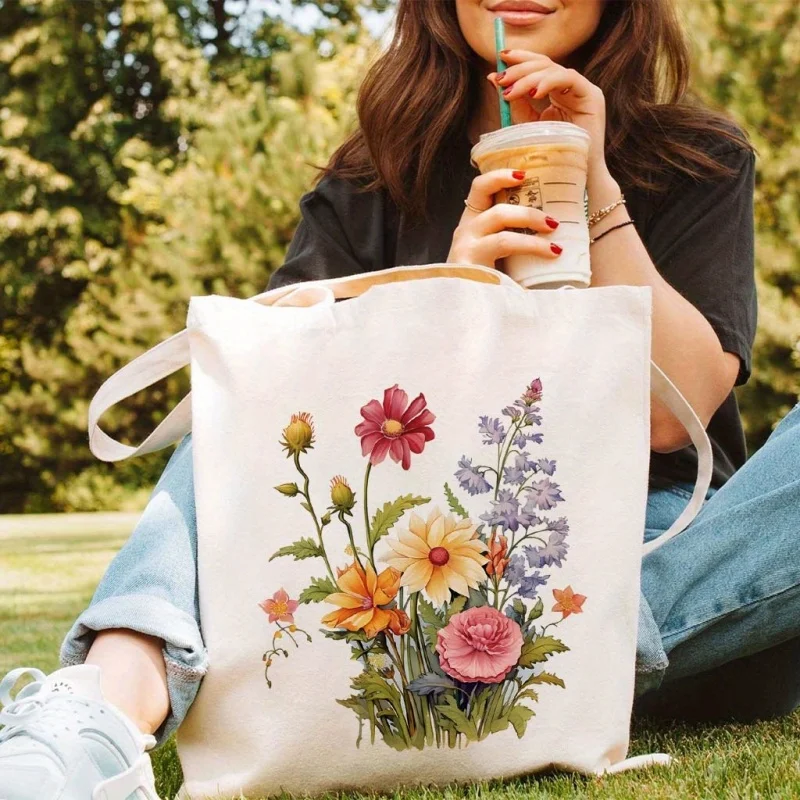 1 piece printed handbag for women - Durable shoulder bag, fade-resistant and machine washable, large capacity shopping bag, suit