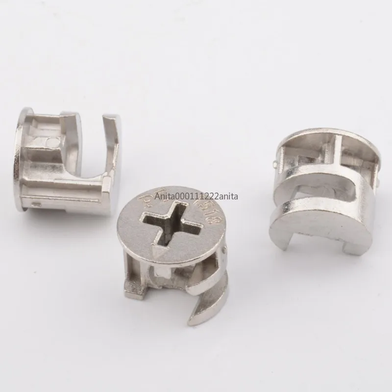 50PCSThree في واحد عجلة غريب الأطوار من سبائك الزنك 10/16/18 سنتيمتر نوع الأثاث تفكيك وتجميع السحابات المطلية بالنيكل