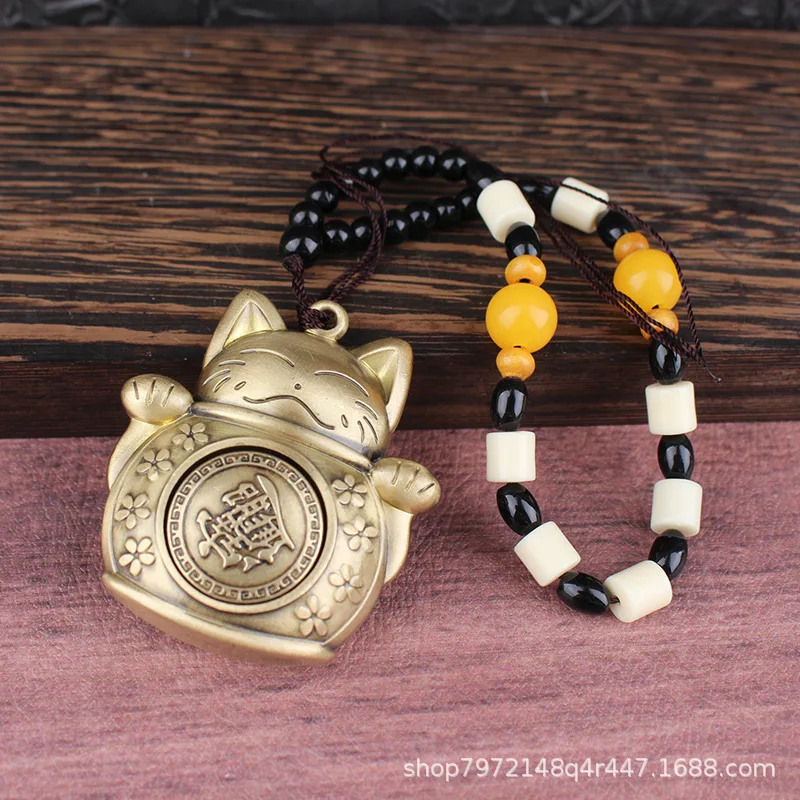 Fortune Character Eight Directions Lucky Cat Rotating Handheld Ornament Wealth Transfer Decoration Opening Housewarming G