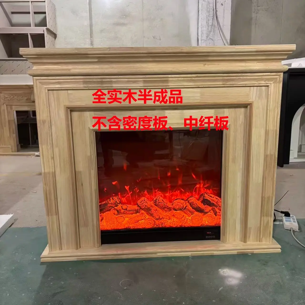 For Solid Wood French Fireplace Cabinet, American & European Style with Electric Fireplace Core, Customizable