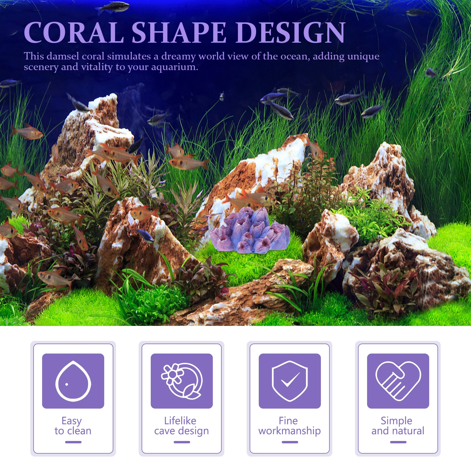 

Resin Coral for Fish Tank Lifelike Coral Aquarium Ornament Durable Craftsmanship Realistic Fish Tank Supply Aquarium Ornament