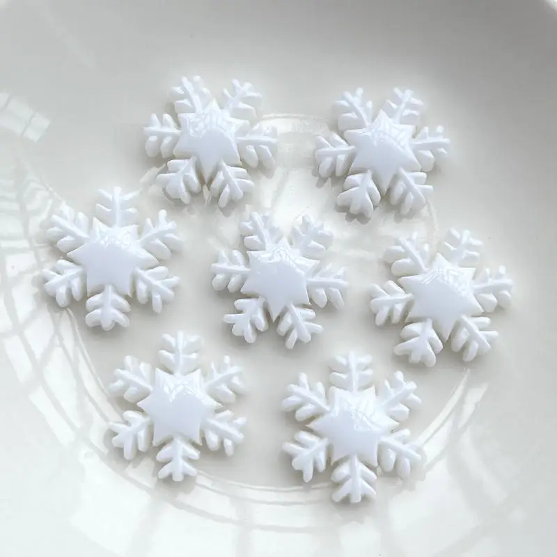 20 pieces of Christmas 25mm snowflake resin flat back decorative accessories scrapbook crafts DIY kawaii resin flatback