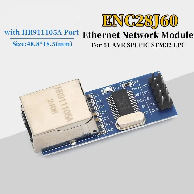 ENC28J60 Ethernet LAN Network Module With HR911105A RJ45 Port For 51 AVR SPI PIC STM32 LPC