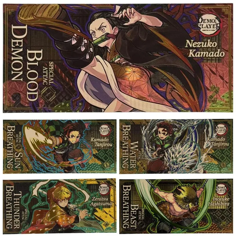 

New Demon Slayer Gold Foil Paper Currency Kamado Tanjirou Nezuko Hashibira Anime Action Figures Q Figurals Cartoon Birthday Gift