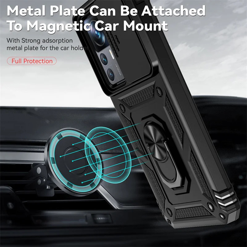 درع مقاوم للصدمات Funda لهاتف Xiaomi 12T Pro 5G حافظة منزلق عدسة حماية حلقة حامل غطاء لهاتف Xiaomi Mi 12 T Pro 12X Mi12 Xiaomi12T