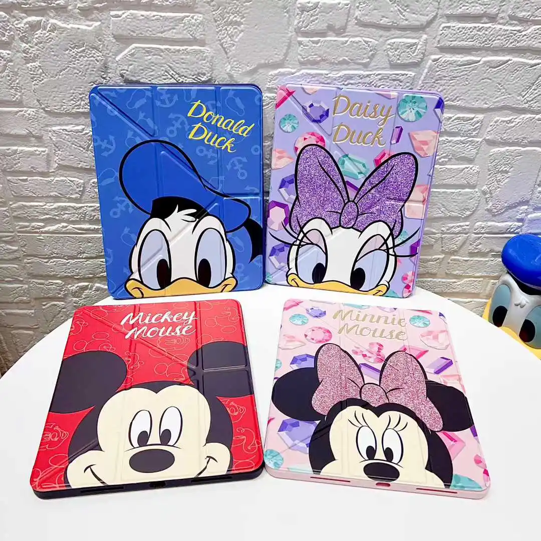 

Чехол для планшета Disney с принтом Микки и Дональда Дака, трехсекционный, для iPad 7/8/9-го поколения 10.2, 10-го поколения Air4/5 10.9 дюймов A16 A19 2026, противоударный чехол